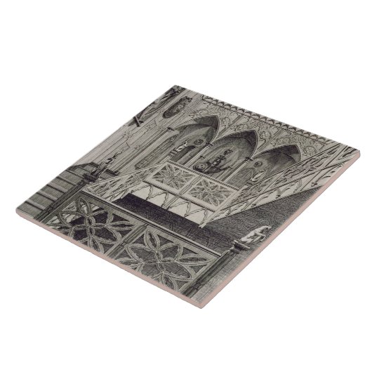 Treppenhaus am Erdbeerhügel, graviert von J. Newto Fliese (Seite)