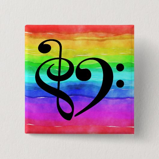 Treppenhaus Clef Bass Clef Musical Heart Rainbow S Button (Vorderseite)