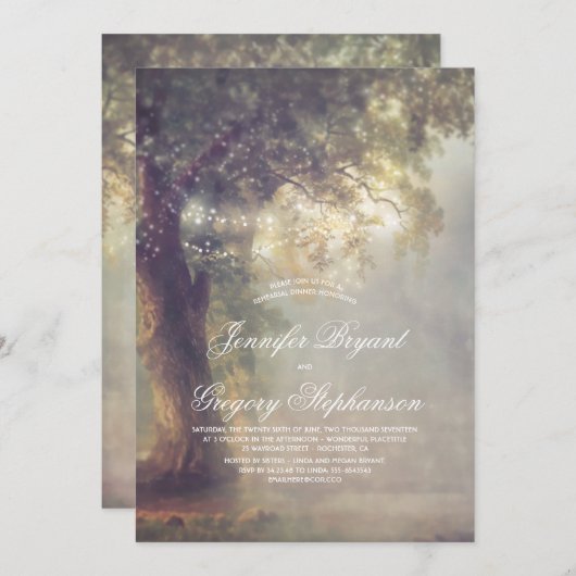 Treppenlicht Rustikale Probe Abendessen Einladung (Vorne/Hinten)