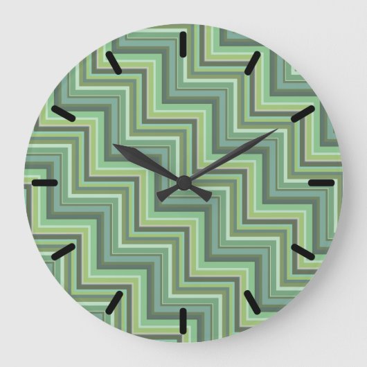 Treppenmuster aus Olivgrün Große Wanduhr (Vorderseite)