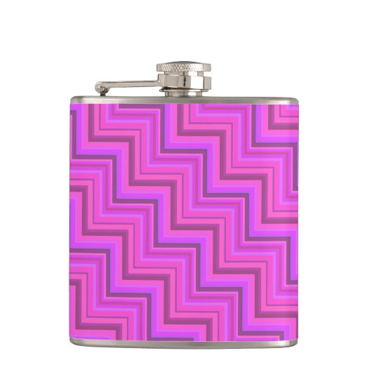 Treppenmuster aus rosa Streifen Flachmann (Vorderseite)