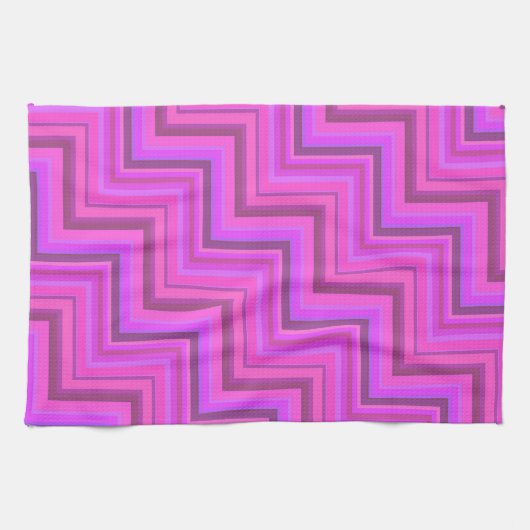 Treppenmuster aus rosa Streifen Geschirrtuch (Horizontal)