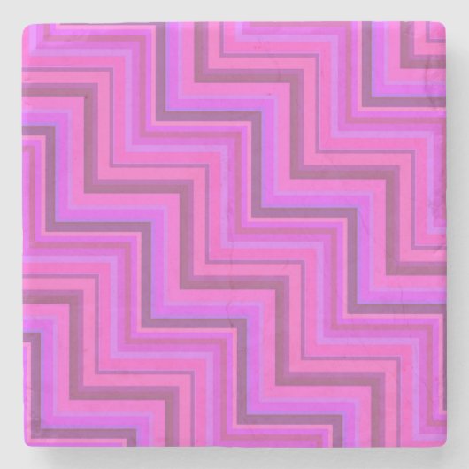 Treppenmuster aus rosa Streifen Steinuntersetzer (Vorderseite)