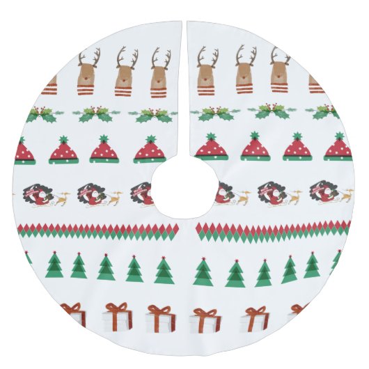 Treppenrock Christmas Tree Red Green Santa Reindee Polyester Weihnachtsbaumdecke (Vorderseite)