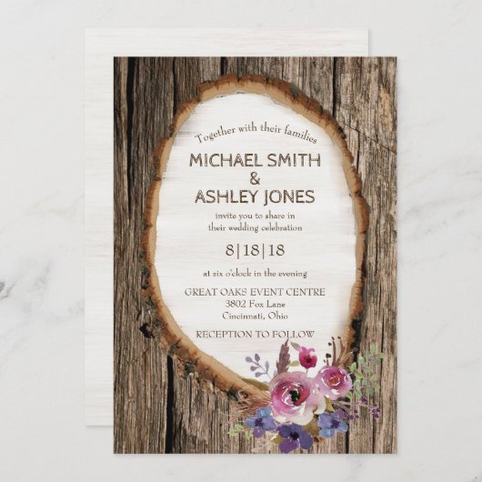 Treppenstich mit Blume zum Hochzeitsfeiern Einladung (Vorne/Hinten)