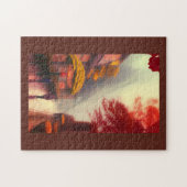 Treppenstrecke durch goldene rote Bäume Puzzle (Horizontal)