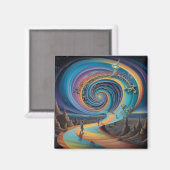 Treppensurrealismus farbig, einzigartig, Cool Magnet (Vorderseite/Rückseite)