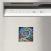 Treppensurrealismus farbig, einzigartig, Cool Magnet (In Situ (Geschirrspüler))