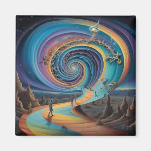 Treppensurrealismus farbig, einzigartig, Cool Magnet