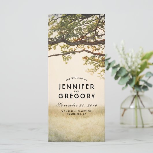 Treppenzweige rustikale Hochzeitsprogramme Programm (Stehend Vorderseite)