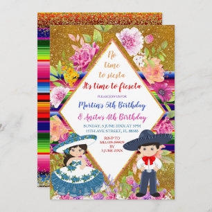 Tres Anos Navy Mexican Fiesta Kindergeburtstag Einladung
