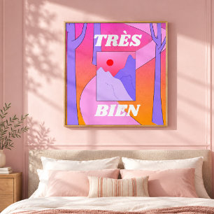 Très Bien Retro Sonnenuntergang Wald Wandkunst Dru Leinwanddruck