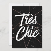 Tres Chic Black Geometric Marble Gold Sweet 16 Einladung (Rückseite)