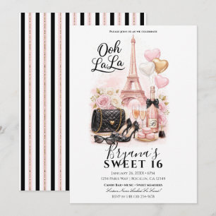 Très Chic in der Stadt Pink Paris Sweet 16 Party Einladung