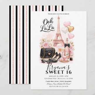 Très Chic in der Stadt Pink Paris Sweet 16 Party Einladung