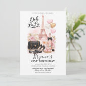 Très Chic in the City Pink Paris 21st Birthday  Einladung (Stehend Vorderseite)
