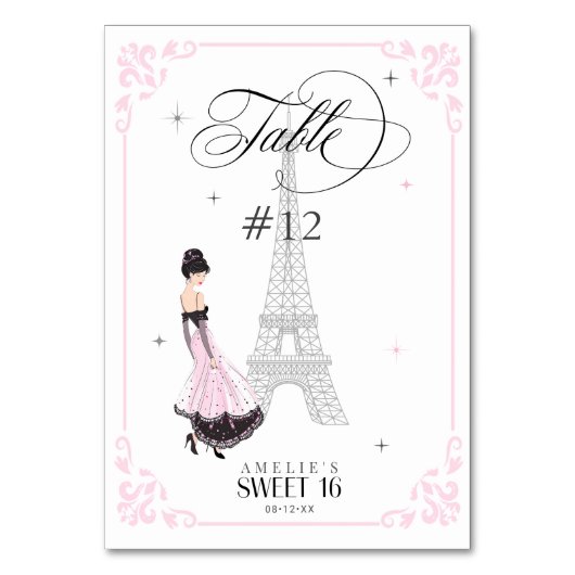 Trés Chic Parisian Sweet 16 ID1162 Tischnummer (Rückseite)