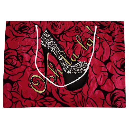 Tres Chic Rouge Fleurs Große Geschenktüte (Vorderseite)