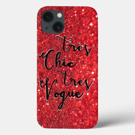 Tres Chic Tres Vogue Sparkling Glitzer Rot Case-Mate iPhone Hülle (Rückseite)