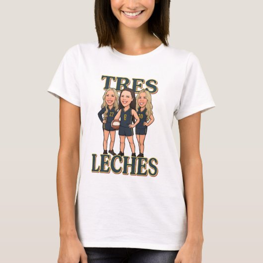 Tres Leches Basketball Cartoon T - Shirt für Mädch (Vorderseite)