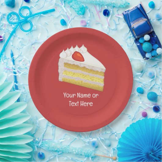 Tres Leches Cake Slice - benutzerdefinierte Texte Pappteller (Party)