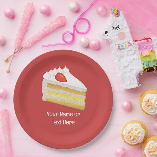 Tres Leches Cake Slice - benutzerdefinierte Texte Pappteller (Party)