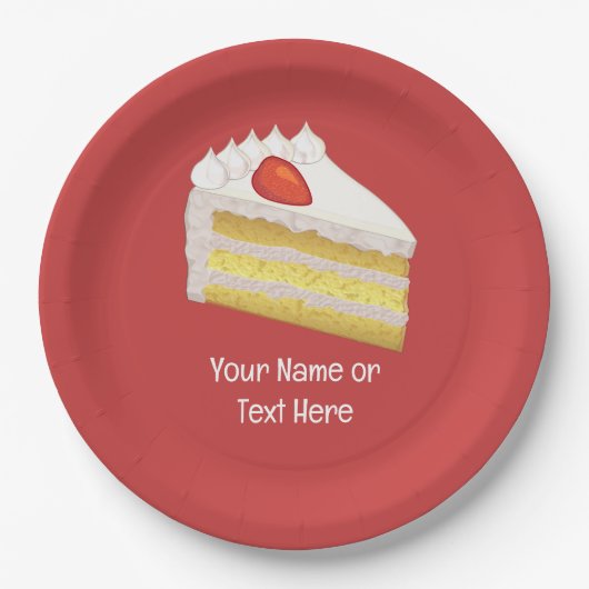 Tres Leches Cake Slice - benutzerdefinierte Texte Pappteller (Vorderseite)