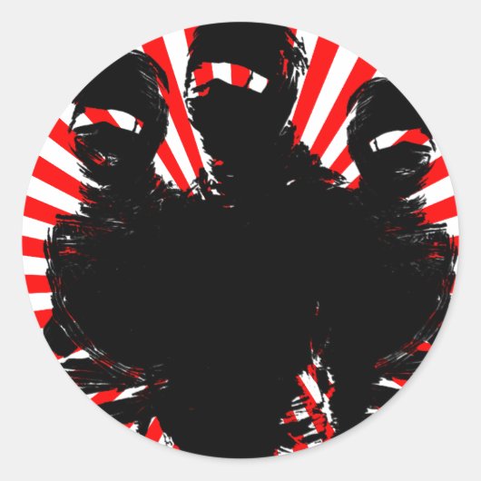 tres ninjas. runder aufkleber (Vorderseite)