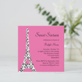 Tres Paris Birthday Invitation (Fuchsia) Einladung (Stehend Vorderseite)