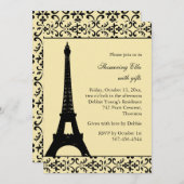 Tres Paris Brautparty (gelb) Einladung (Vorne/Hinten)