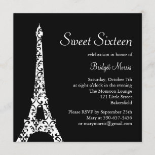 Tres Paris Sweet Sixteen Geburtstagseinladung Einladung