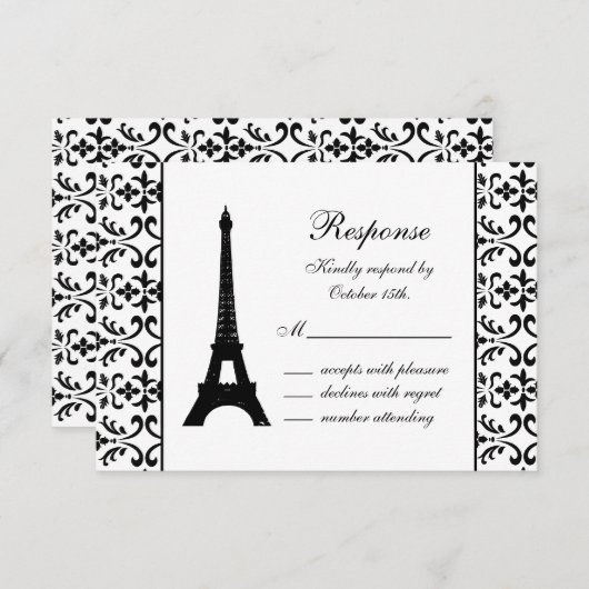 Tres Paris UAWG (weiß) RSVP Karte (Vorne/Hinten)