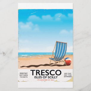 Tresco Isles of Scilly Vintage-Zugposter Briefpapier
