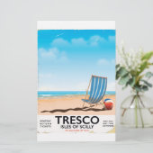 Tresco Isles of Scilly Vintages Bahnposter Briefpapier (Stehend Vorderseite)
