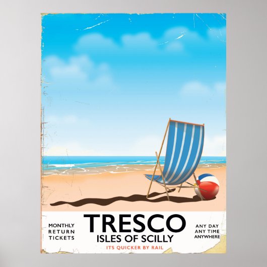 Tresco Isles of Scilly Vintages Bahnposter Poster (Vorne)