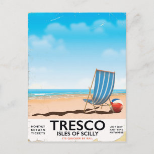 Tresco Isles of Scilly Vintages Bahnposter Postkarte
