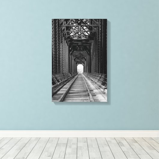 Trestle Bridge in Schwarz-Weiß Leinwanddruck (Insitu (Holzboden))