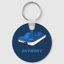 Tretboot Blau und Weiß Personalisiert