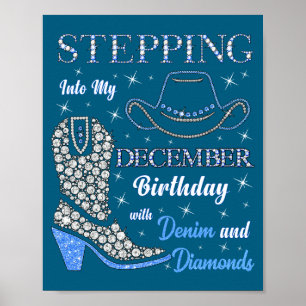 Treten in meinen Dezember-Geburtstag mit Denim und Poster