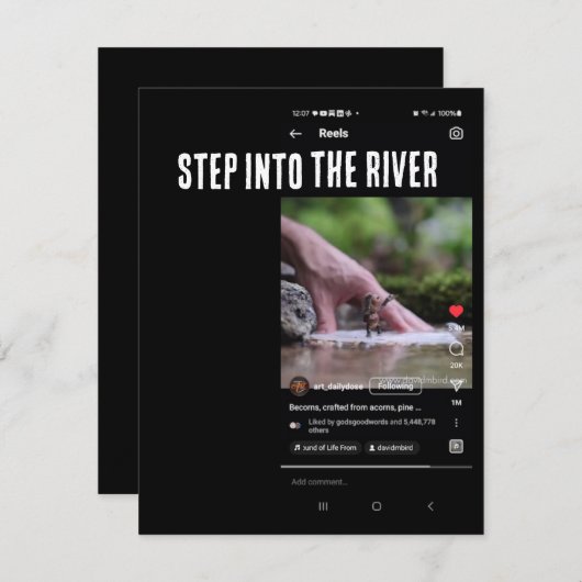 Treten Sie ein in den Fluss Notecard - Screen Shot Mitteilungskarte (Vorne/Hinten)