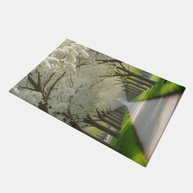 "Treten Sie ein in die Stille - Nature's Tunnel Fußmatte (Schrägansicht)