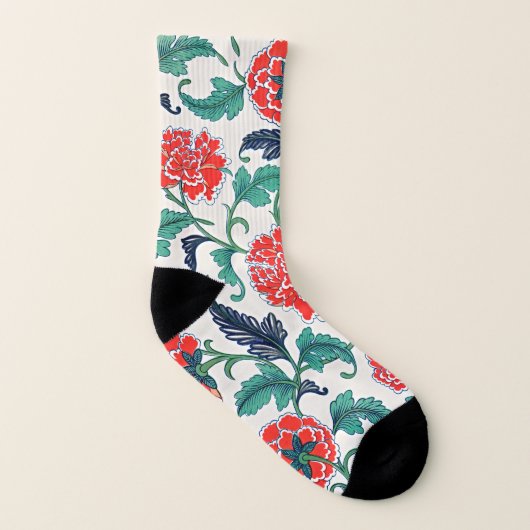 Treten Sie ein in Elegance: Exklusives rotes Muste Socken (Links - Innen)