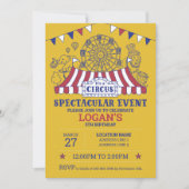 Treten Sie gleich auf! Gold Editable Circus Geburt Einladung (Vorderseite)