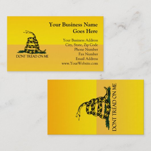 Treten Sie mir nicht auf, das Gelbe Gadsden-Flagge Visitenkarte (Vorne/Hinten)