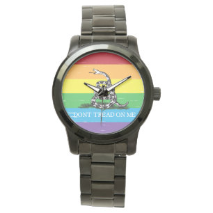 Treten Sie nicht auf mich Gadsden Flag LGBT Rainbo Armbanduhr