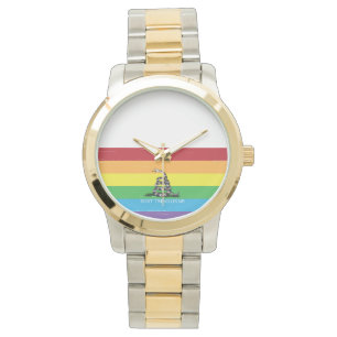 Treten Sie nicht auf mich Gadsden Flag LGBT Rainbo Armbanduhr