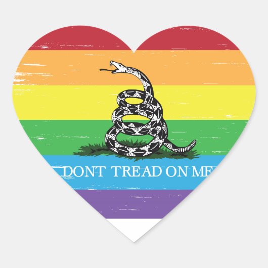 Treten Sie nicht auf mich Gadsden Flag LGBT Rainbo Herz-Aufkleber (Vorderseite)