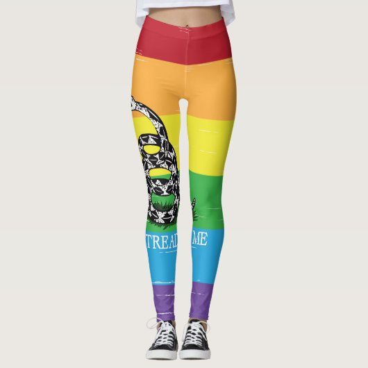 Treten Sie nicht auf mich Gadsden Flag LGBT Rainbo Leggings (Vorderseite)