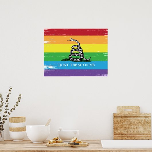 Treten Sie nicht auf mich Gadsden Flag LGBT Rainbo Poster (Küche)
