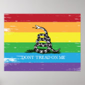 Treten Sie nicht auf mich Gadsden Flag LGBT Rainbo Poster (Vorne)
